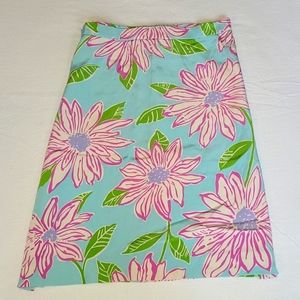 Womens Lilly Pulitzer Double Side Slit Silk Skirt